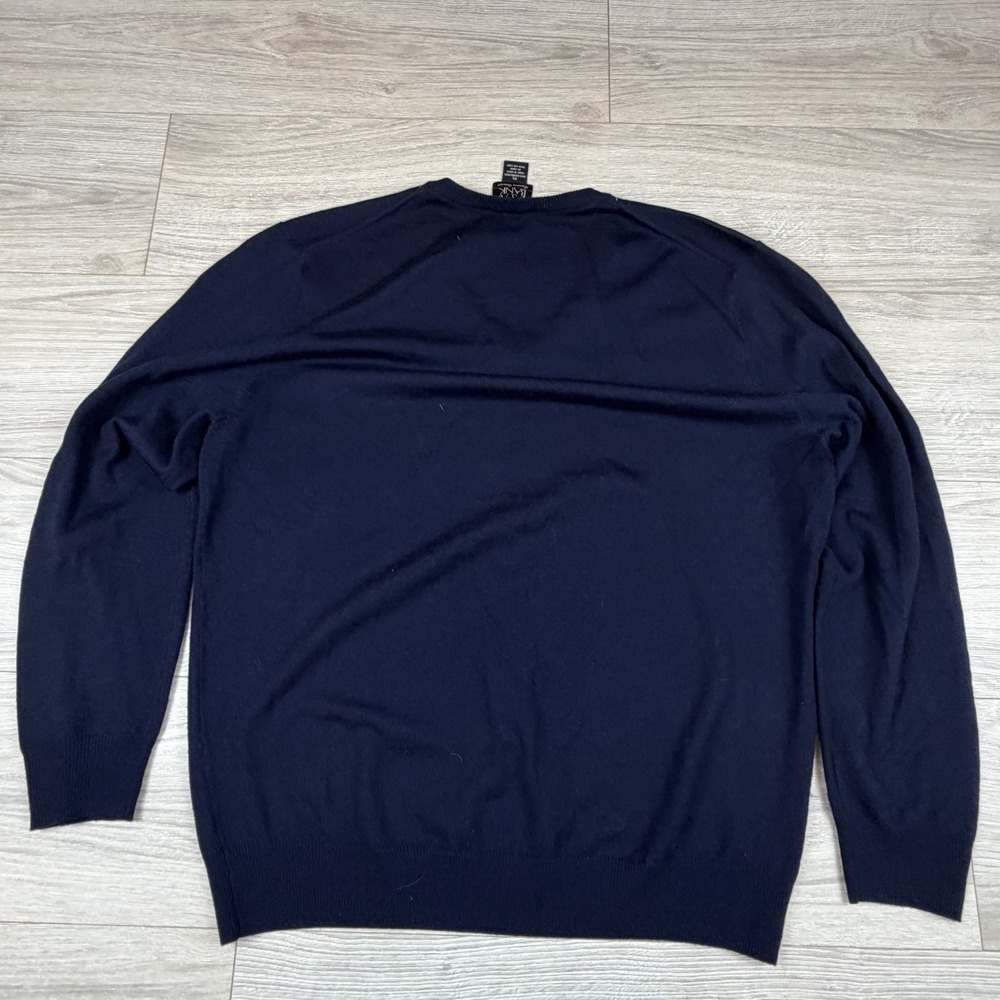 JOS A BANK Mens XL V-Neck Argyle Merino Wool Sweater Navy Blue Teal Long Sleeve - Picture 5 of 6